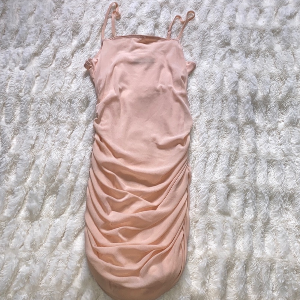 Powder Pink Ruched Dress